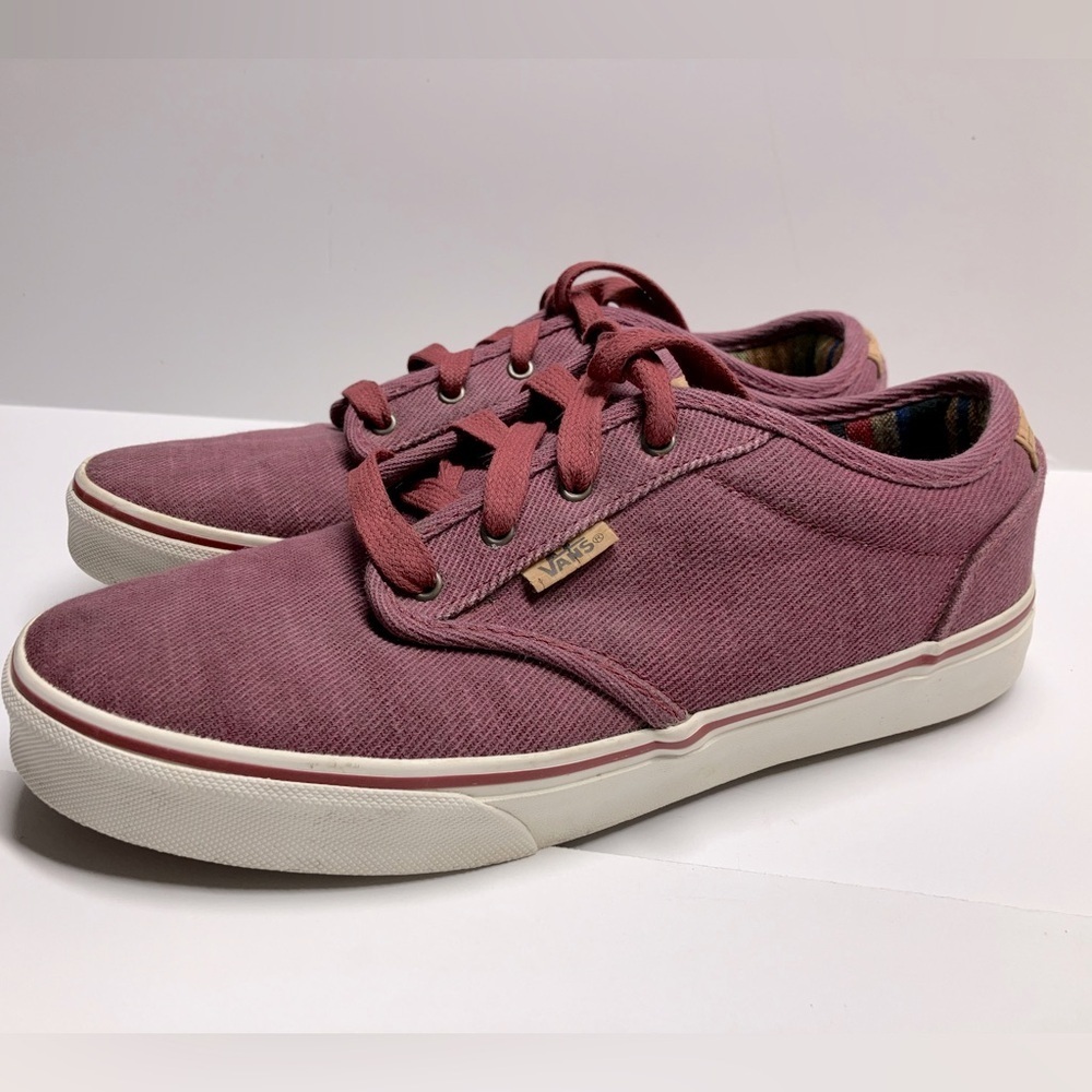 Vans Atwood Youth Skate Sneakers, Youth 7, Faded Burgundy, Twill Exterior.